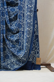 Indigo HBP Cotton Saree - SRICS2691