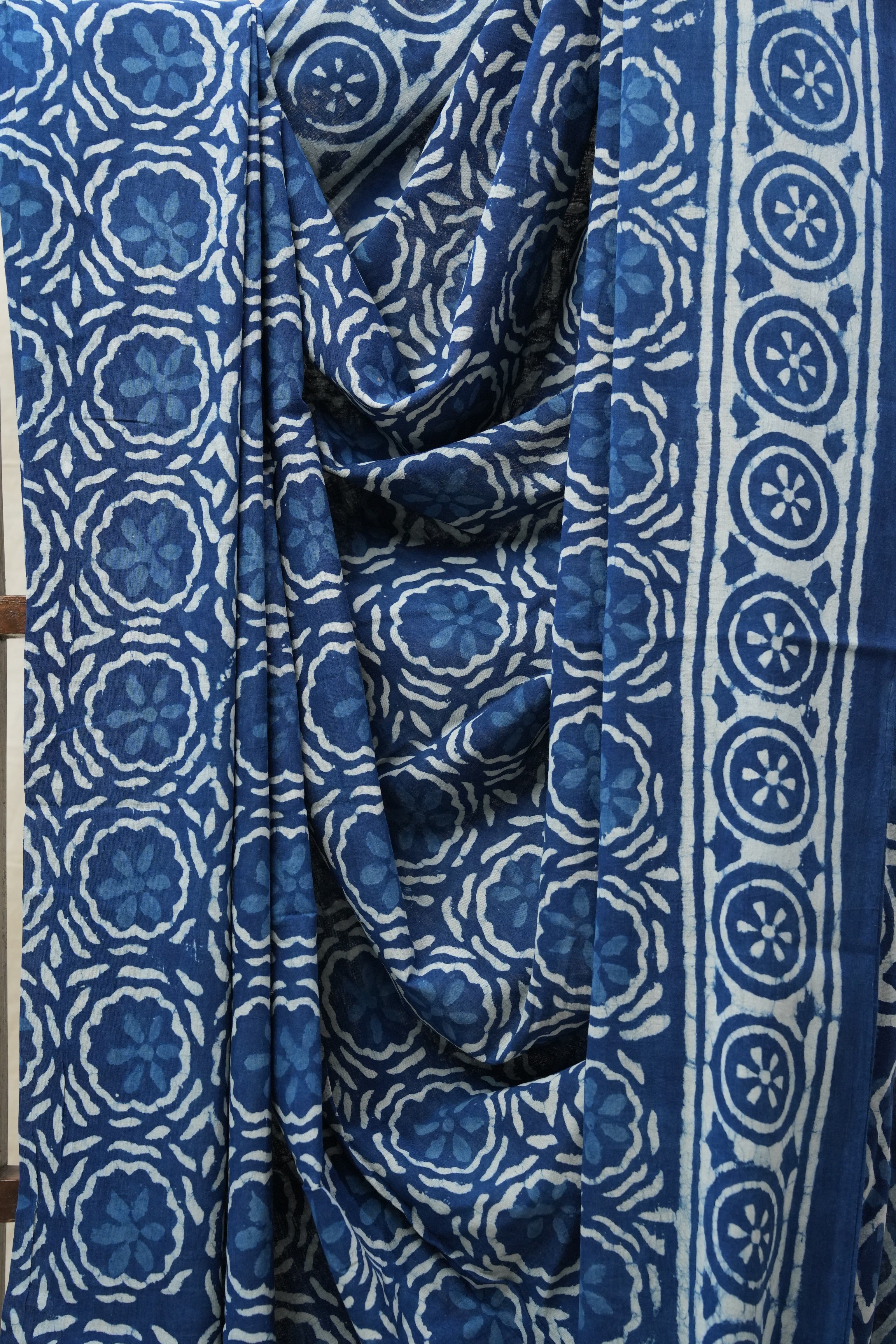 Indigo HBP Cotton Saree - SRICS2691