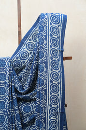 Indigo HBP Cotton Saree - SRICS2691
