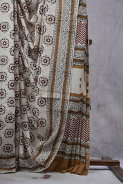 Cream HBP Cotton Saree - SRCCS2345