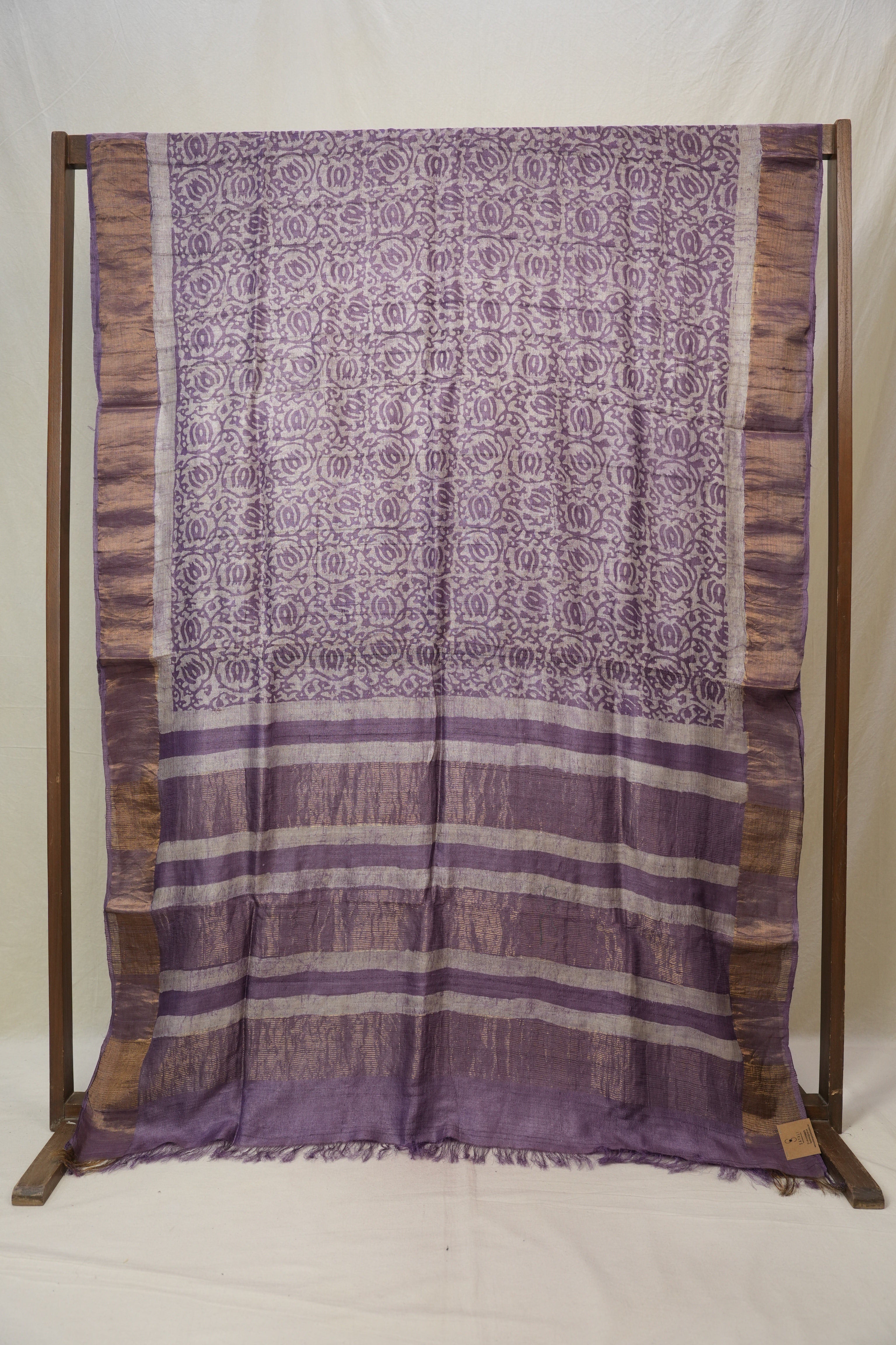 Purple Cream HBP Tussar Silk Saree - SRPCHTSS746