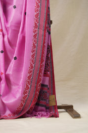 Neon Pink Jamdani Tussar Silk Saree - SRNPJTSS0029