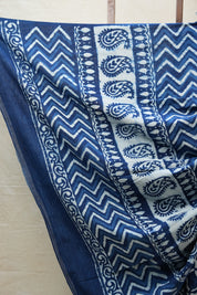Indigo HBP Cotton Saree - SRICS2696