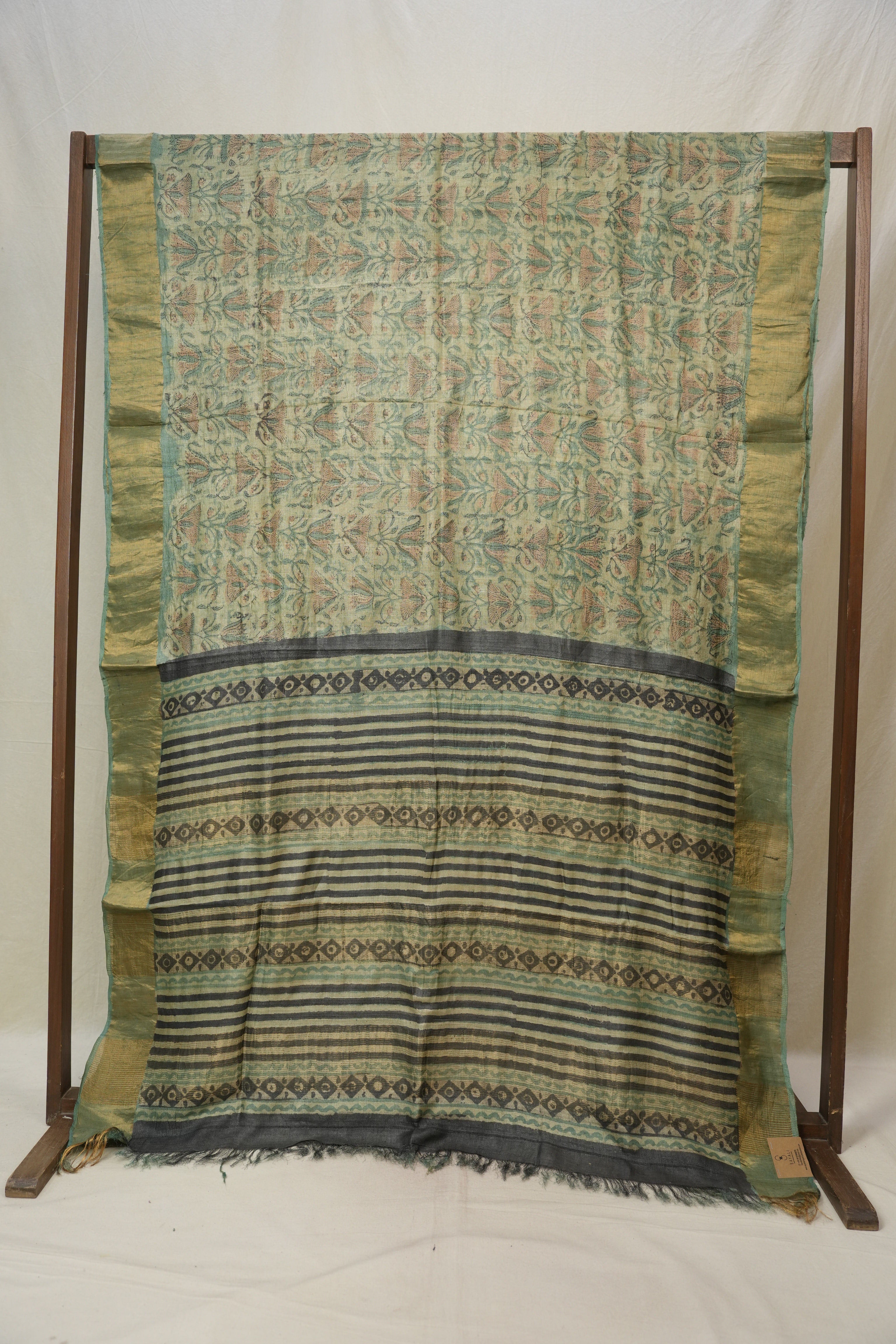 Cream Green HBP Tussar Silk Saree - SRCGHTSS748
