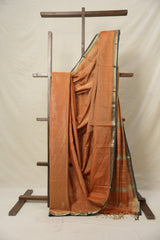 Dual Tone Orange Maheshwari Tissue Saree - SRDTOMTS697