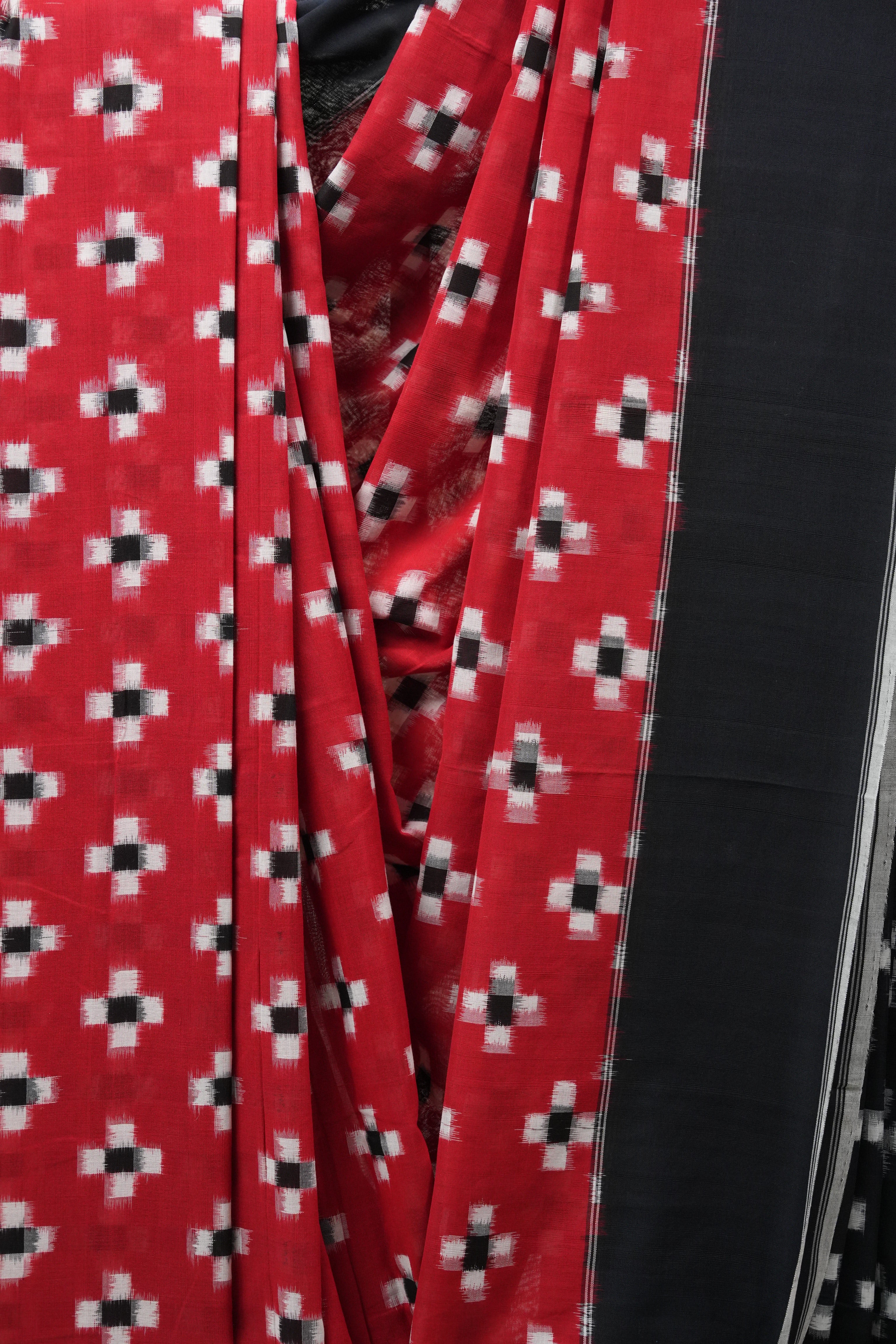 Red Pochampalli Cotton Ikat Saree - SRRPCIS437