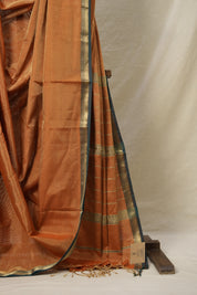 Dual Tone Orange Maheshwari Tissue Saree - SRDTOMTS697