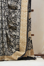 Black HBP Cotton Saree - SRBCS2687