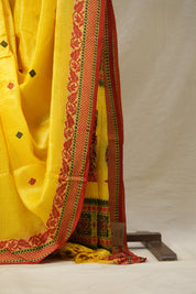 Haldi Yellow Jamdani Tussar Silk Saree - SRHYJTSS0030