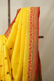 Haldi Yellow Jamdani Tussar Silk Saree - SRHYJTSS0030