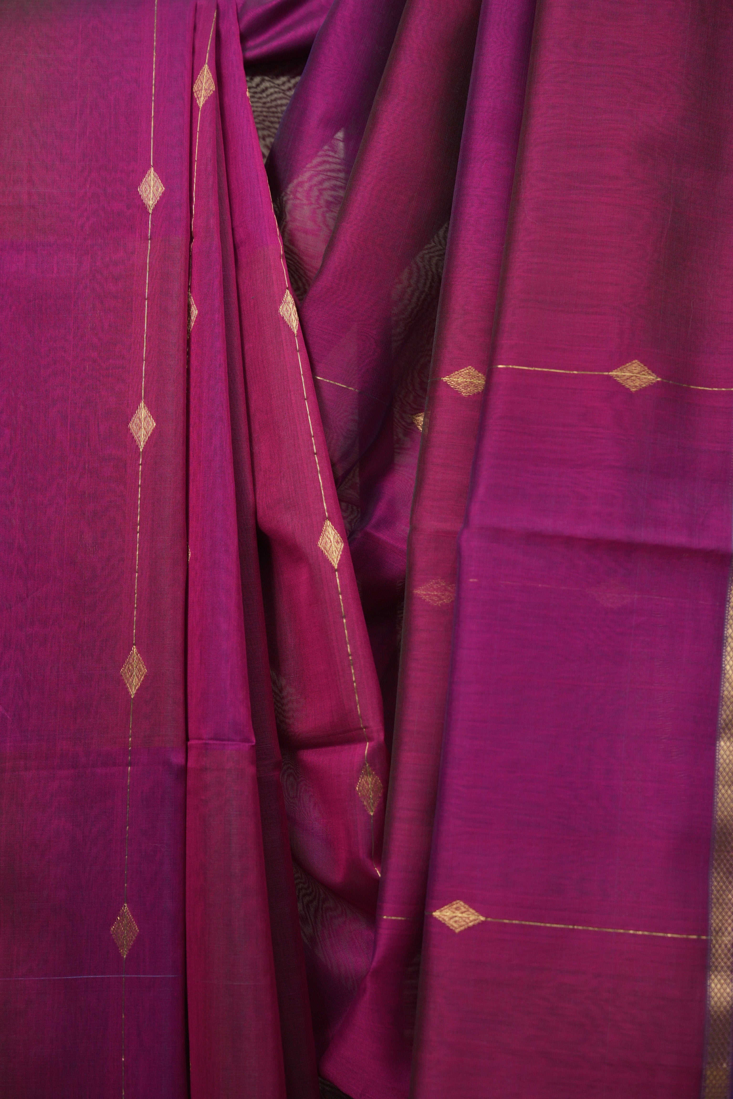 Dual Tone Magenta Maheshwari Saree - SRDTMMS1302
