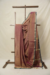 Dual Tone Pink Maheshwari Tissue Saree - SRDTPMTS696
