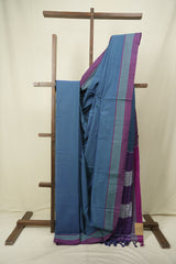 Teal Cotton IIkal Saree - SRTCIS1085