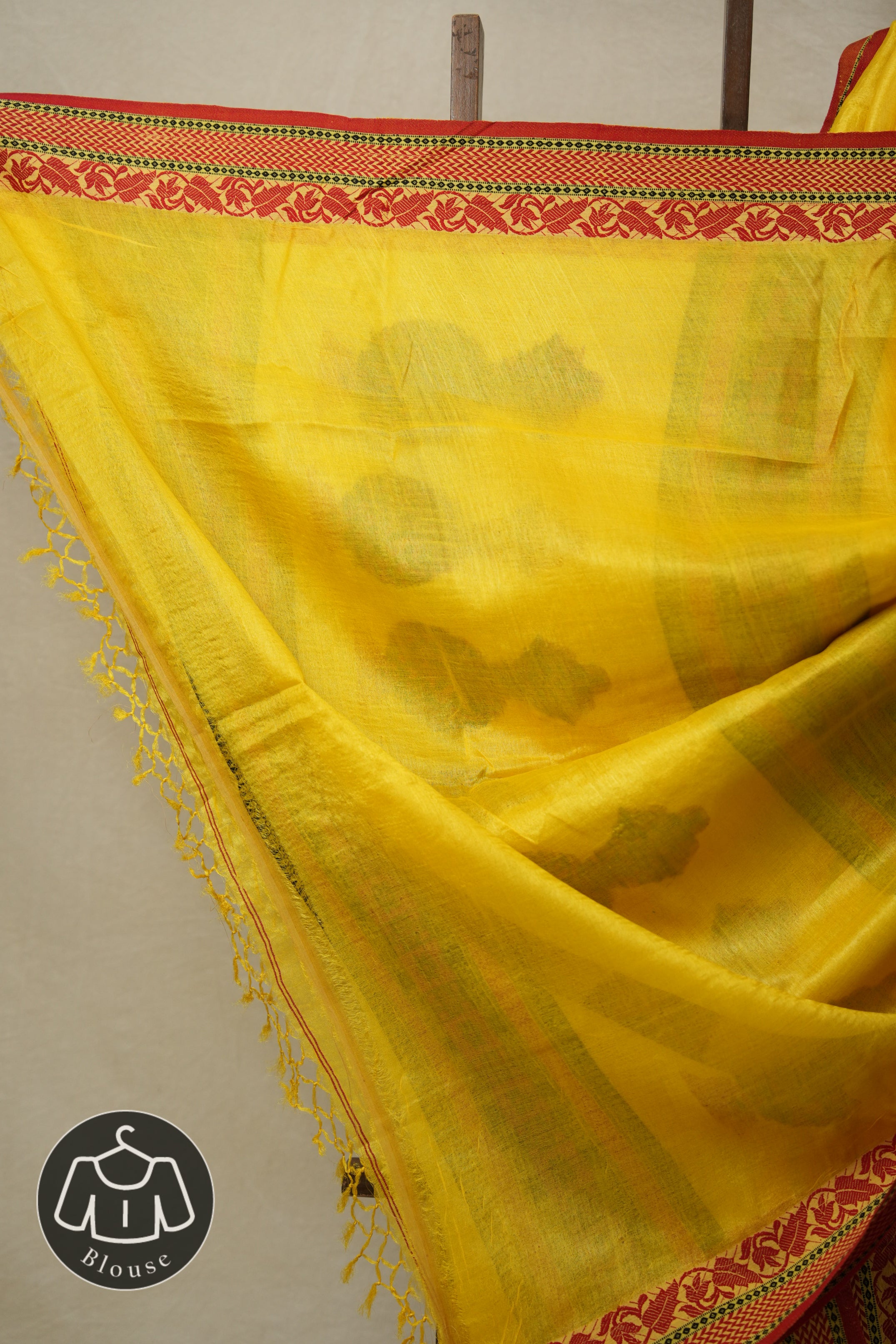Yellow Jamdani Tussar Silk Saree - SRYJTSS0022