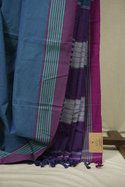 Teal Cotton IIkal Saree - SRTCIS1085