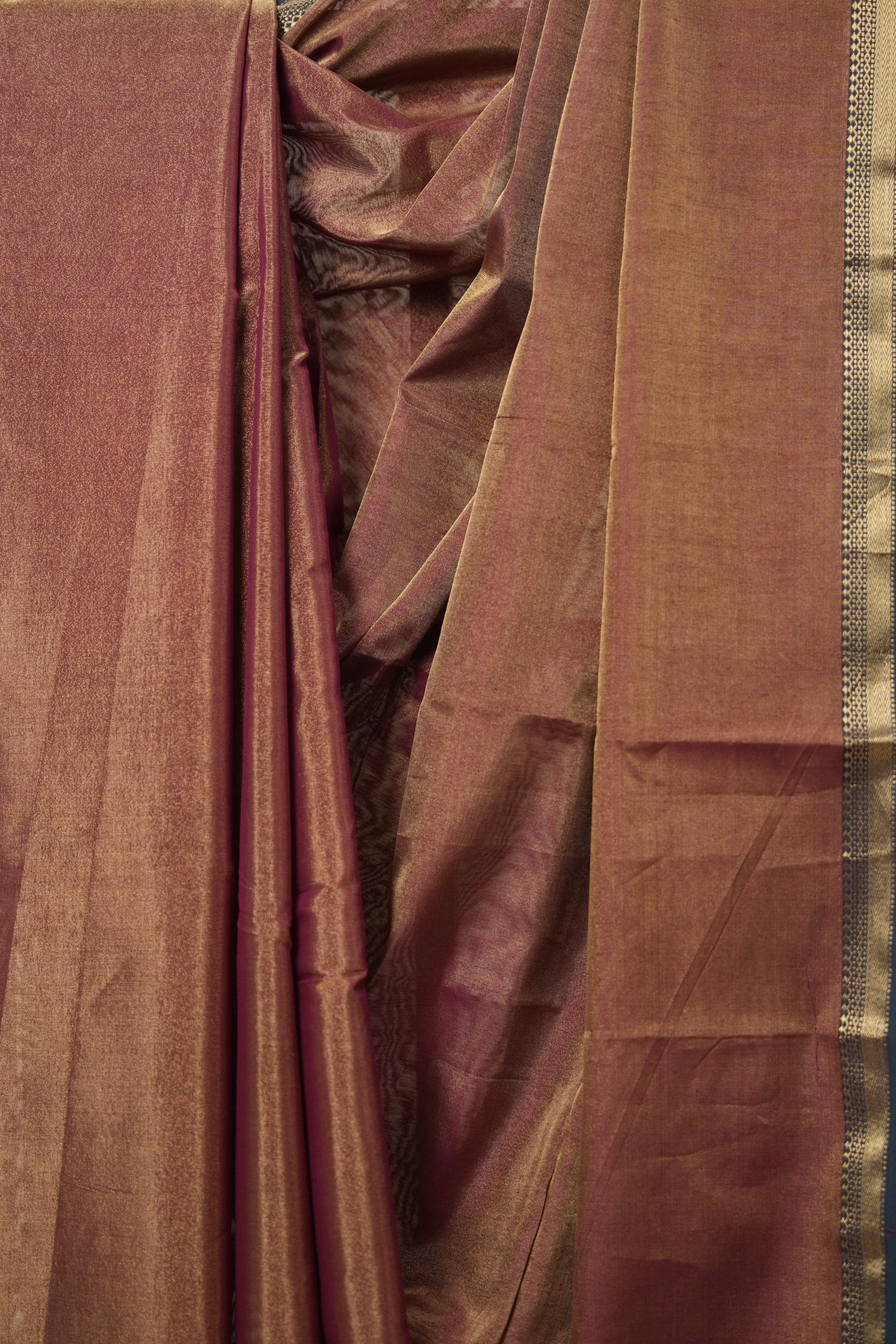 Dual Tone Pink Maheshwari Tissue Saree - SRDTPMTS696