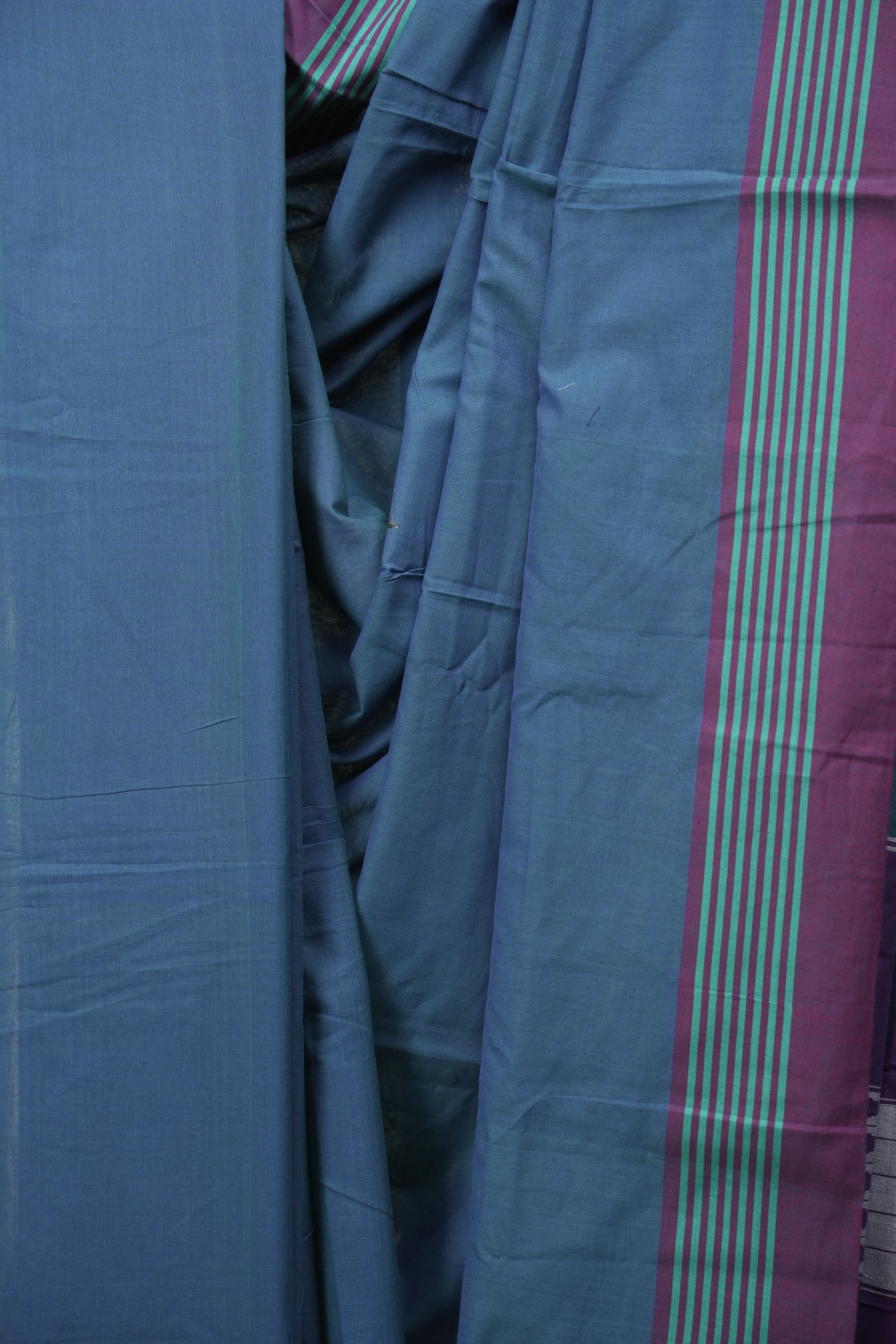 Teal Cotton IIkal Saree - SRTCIS1085