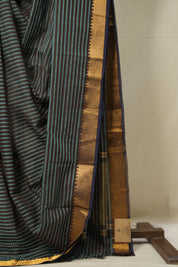 Brown Turquoise Cotton Mangalgiri Saree - SRBTCMS44
