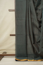 Brown Turquoise Cotton Mangalgiri Saree - SRBTCMS44