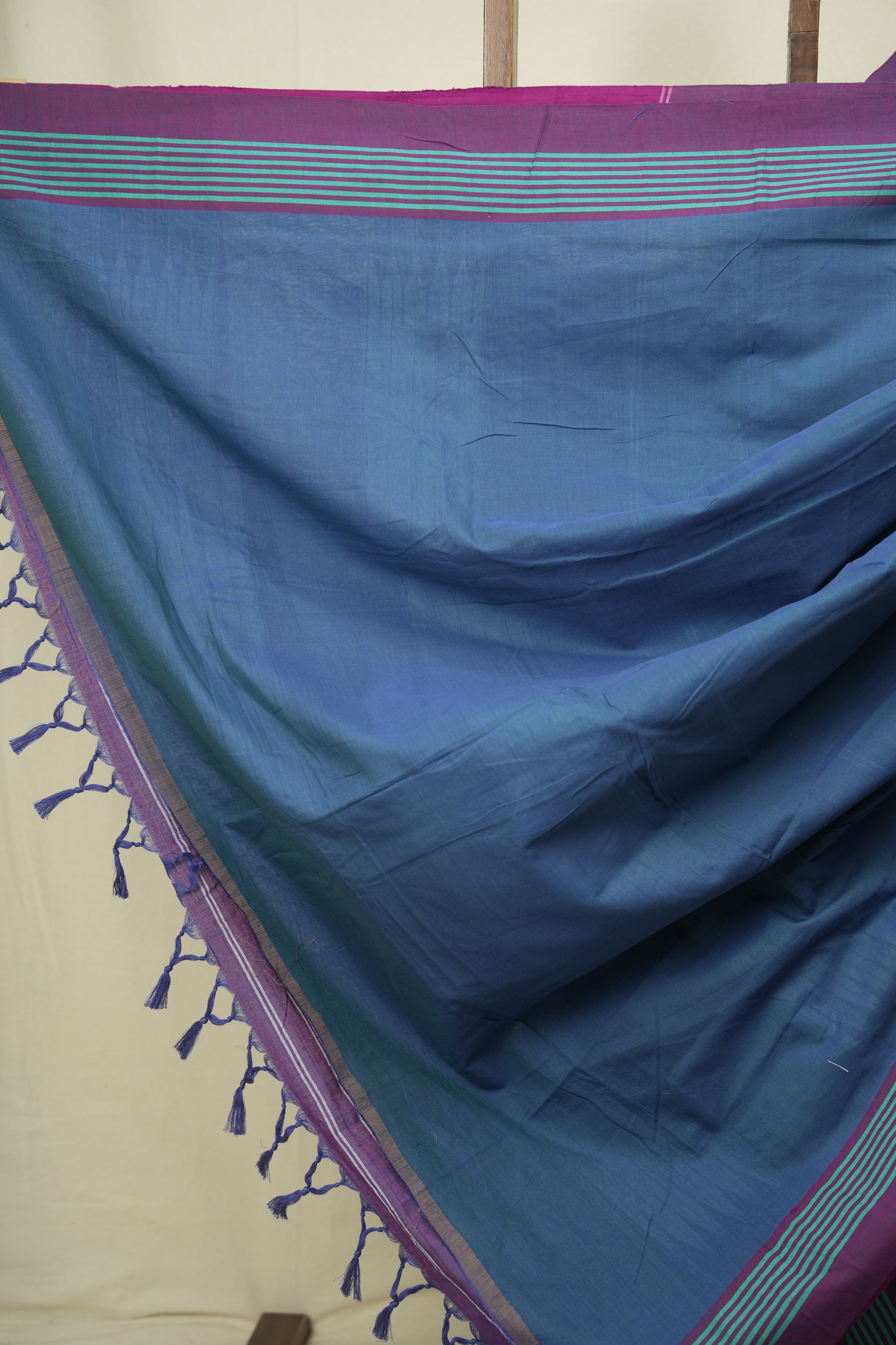 Teal Cotton IIkal Saree - SRTCIS1085