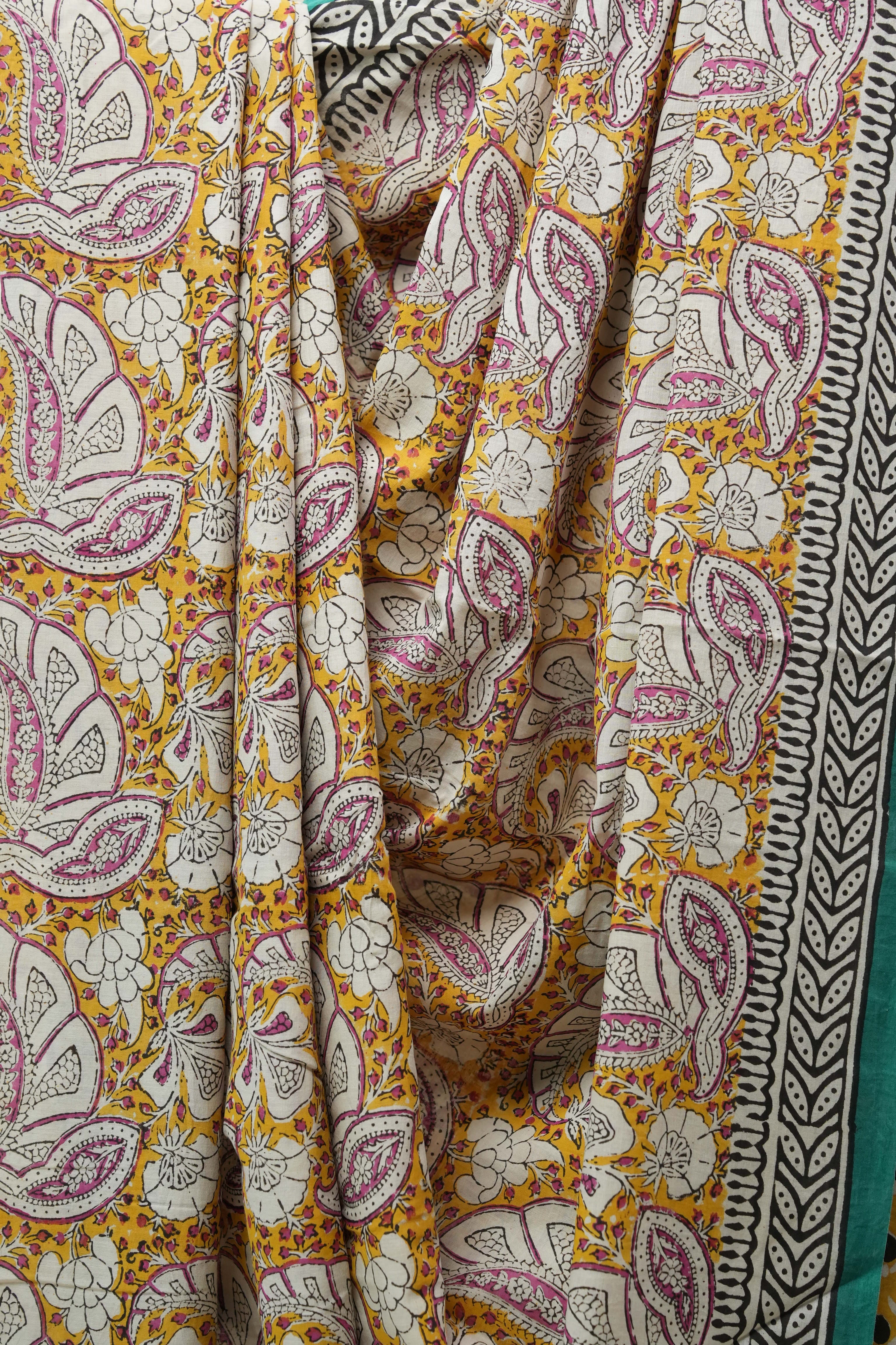 Yellow HBP Cotton Saree - SRYCS2538