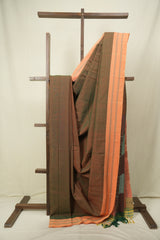 Olive Green Cotton IIkal Saree - SROGCIS1086