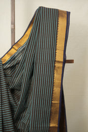 Brown Turquoise Cotton Mangalgiri Saree - SRBTCMS44