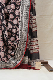 Black HBP Cotton Saree - SRBCS2539