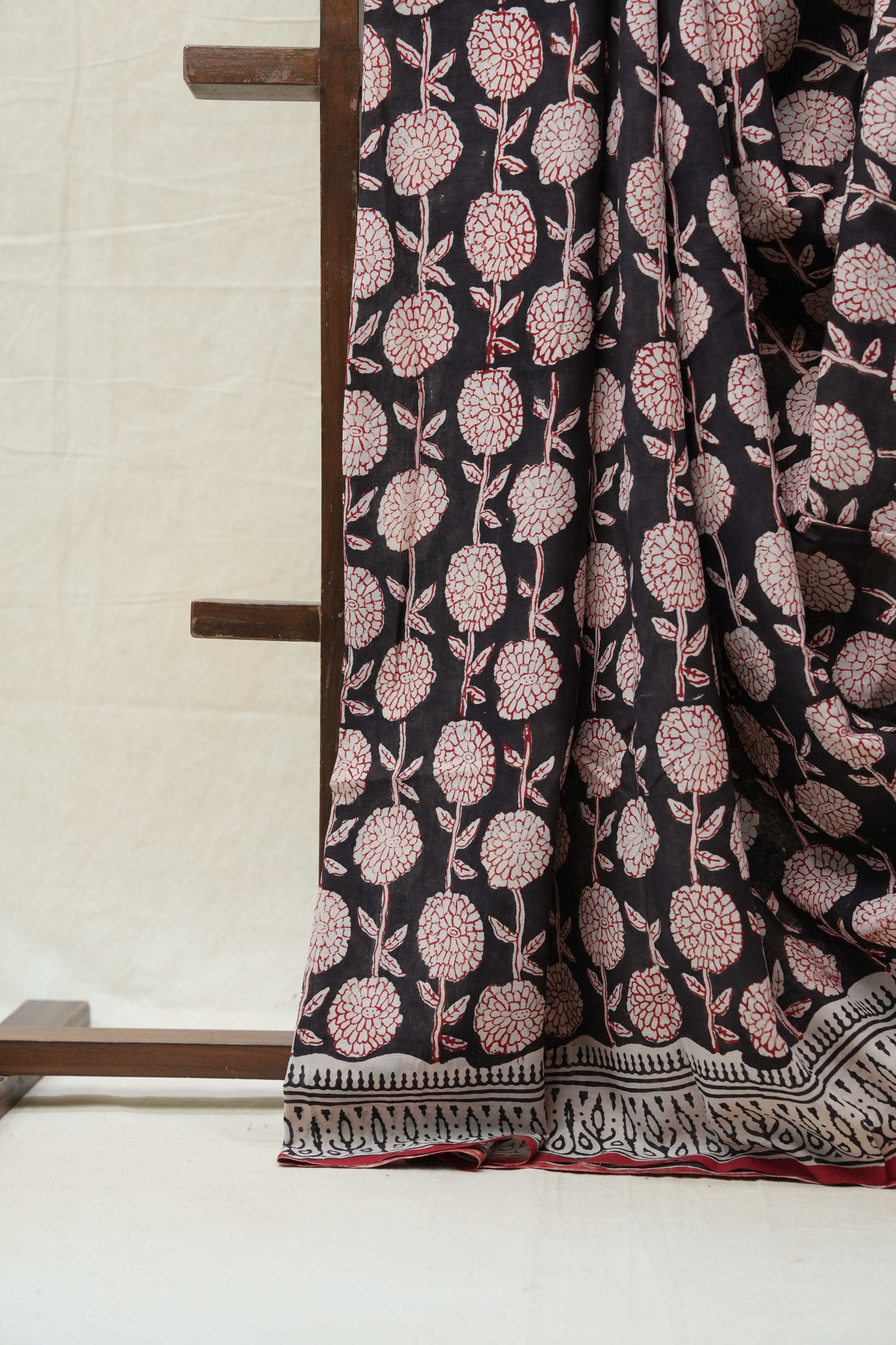 Black HBP Cotton Saree - SRBCS2539