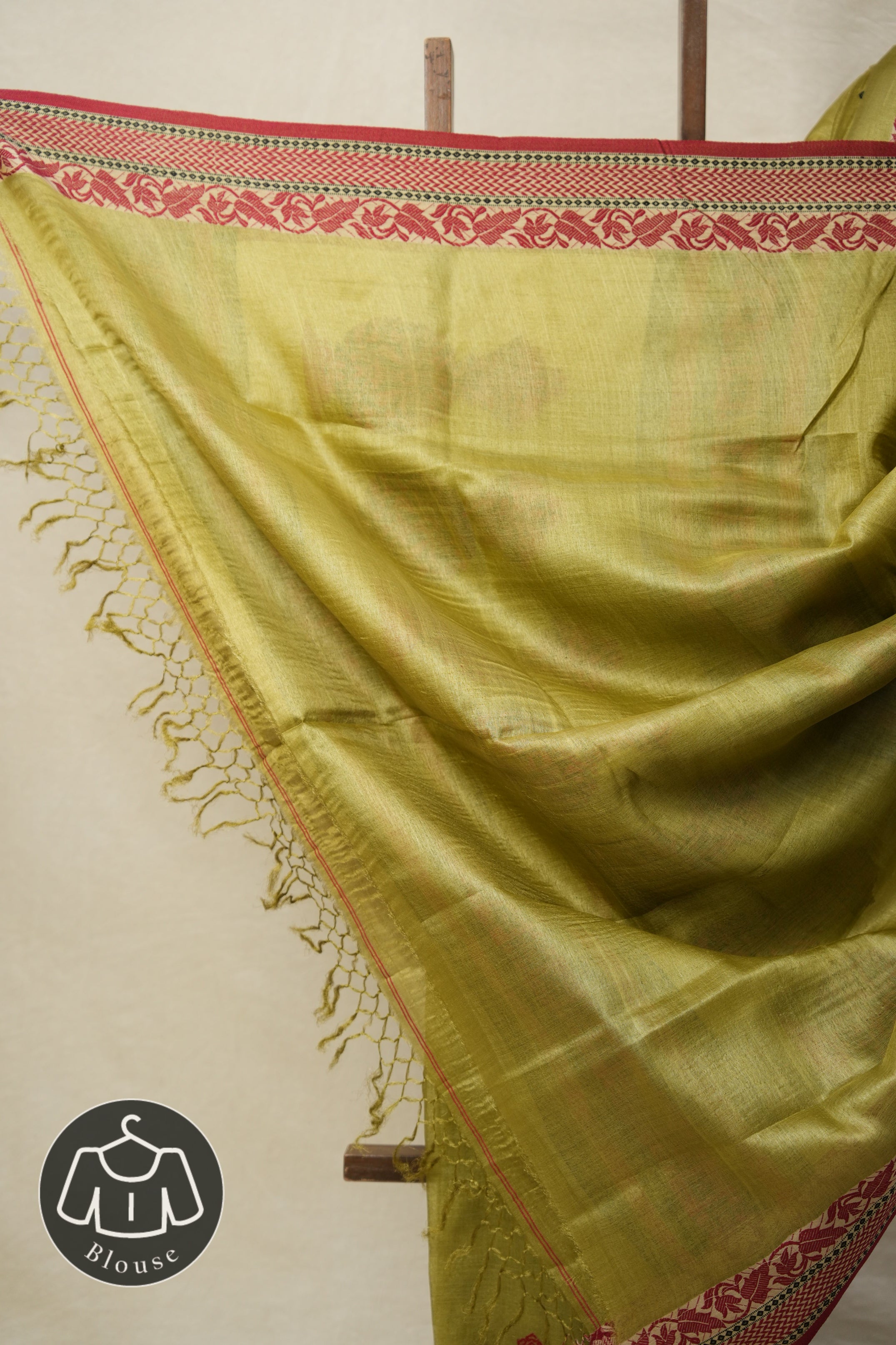 Olive Green Jamdani Tussar Silk Saree - SROGJTSS0025