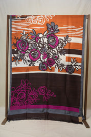 Orange White Printed Tussar Silk Saree - SROWPTSS023