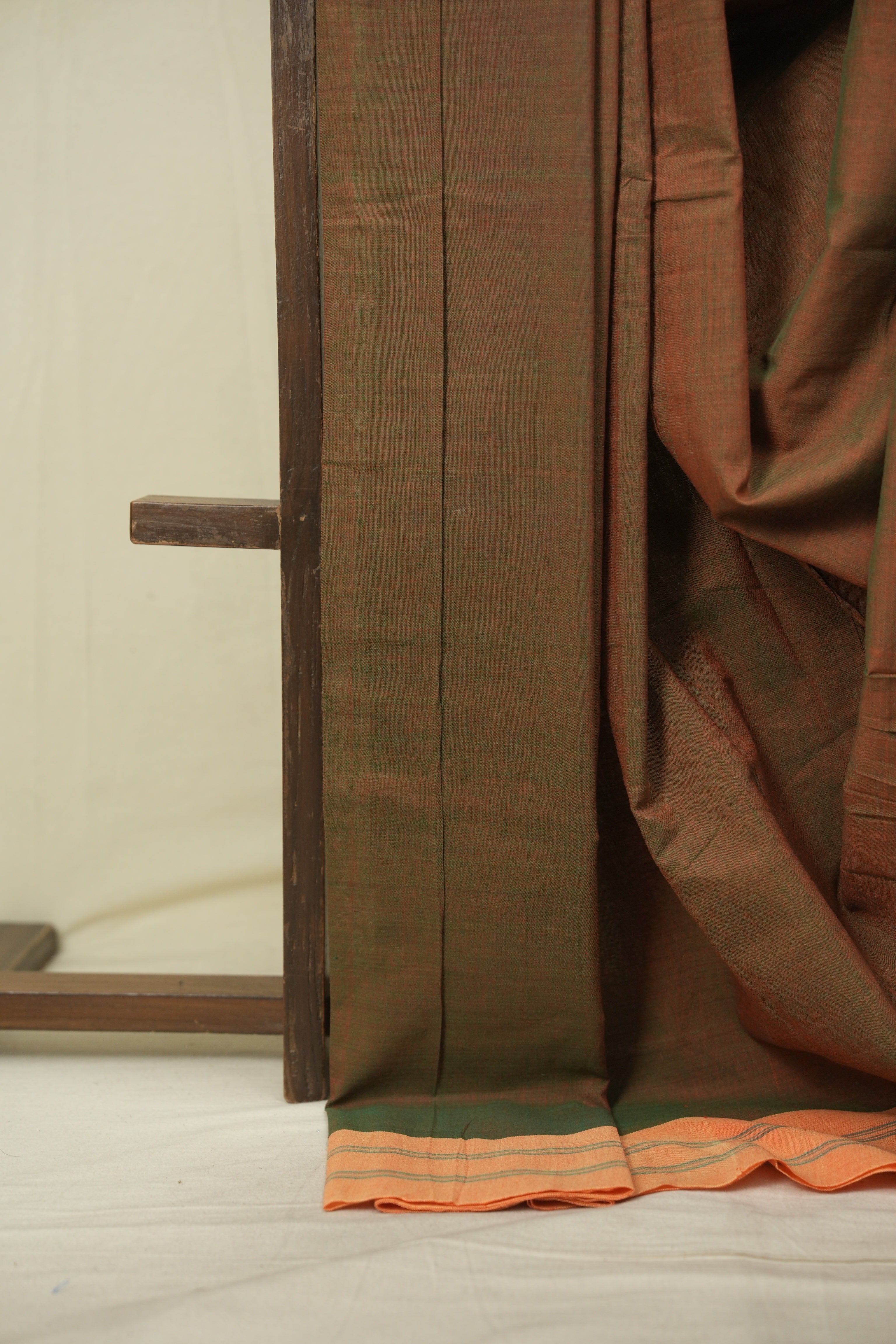 Olive Green Cotton IIkal Saree - SROGCIS1086