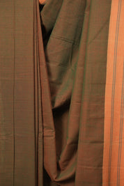 Olive Green Cotton IIkal Saree - SROGCIS1086