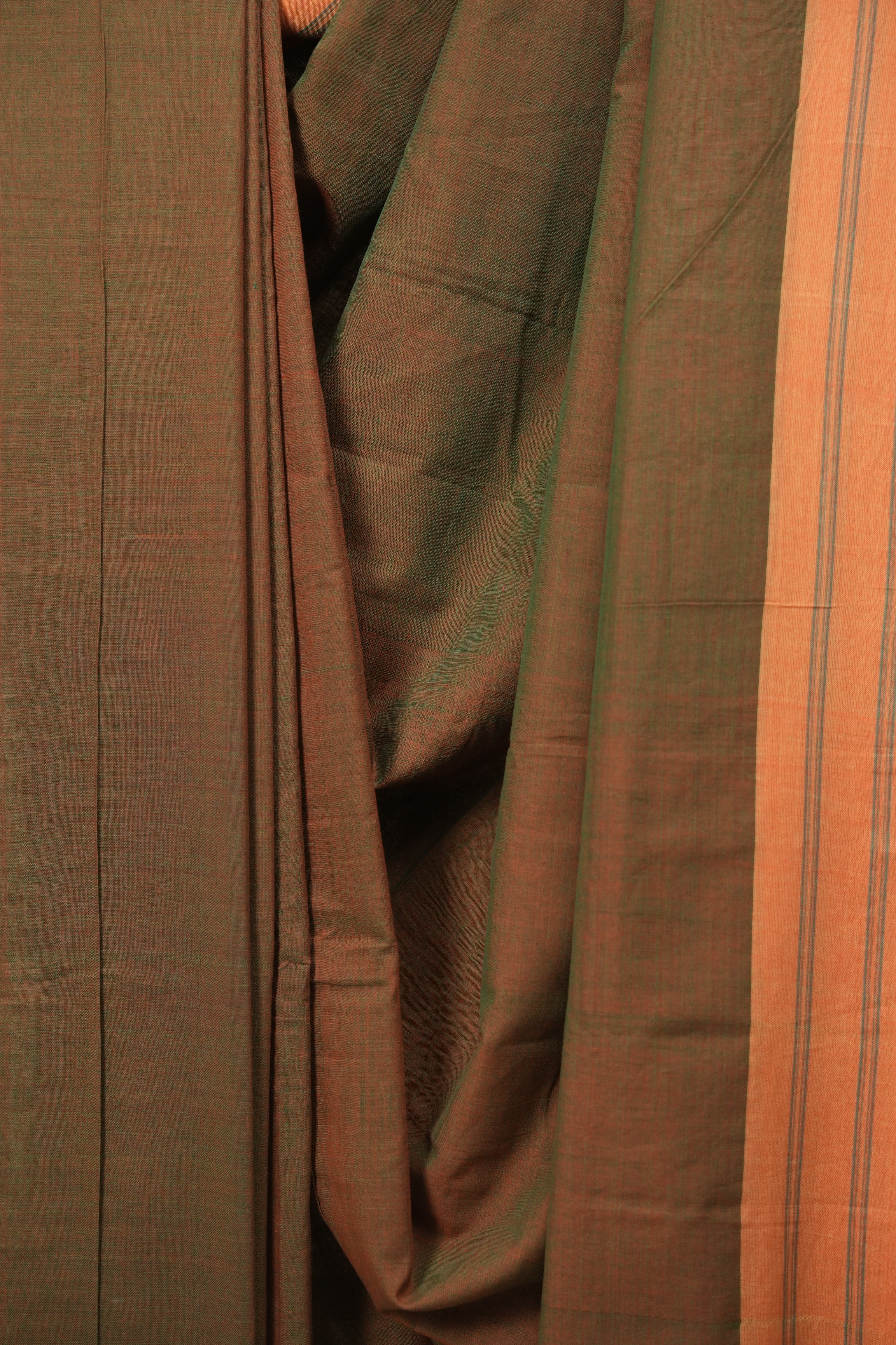 Olive Green Cotton IIkal Saree - SROGCIS1086