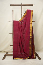Red Cotton Mangalgiri Saree - SRRCMS41