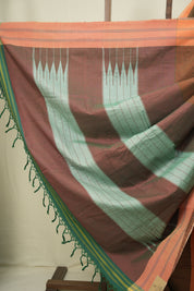 Olive Green Cotton IIkal Saree - SROGCIS1086