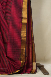 Red Cotton Mangalgiri Saree - SRRCMS41