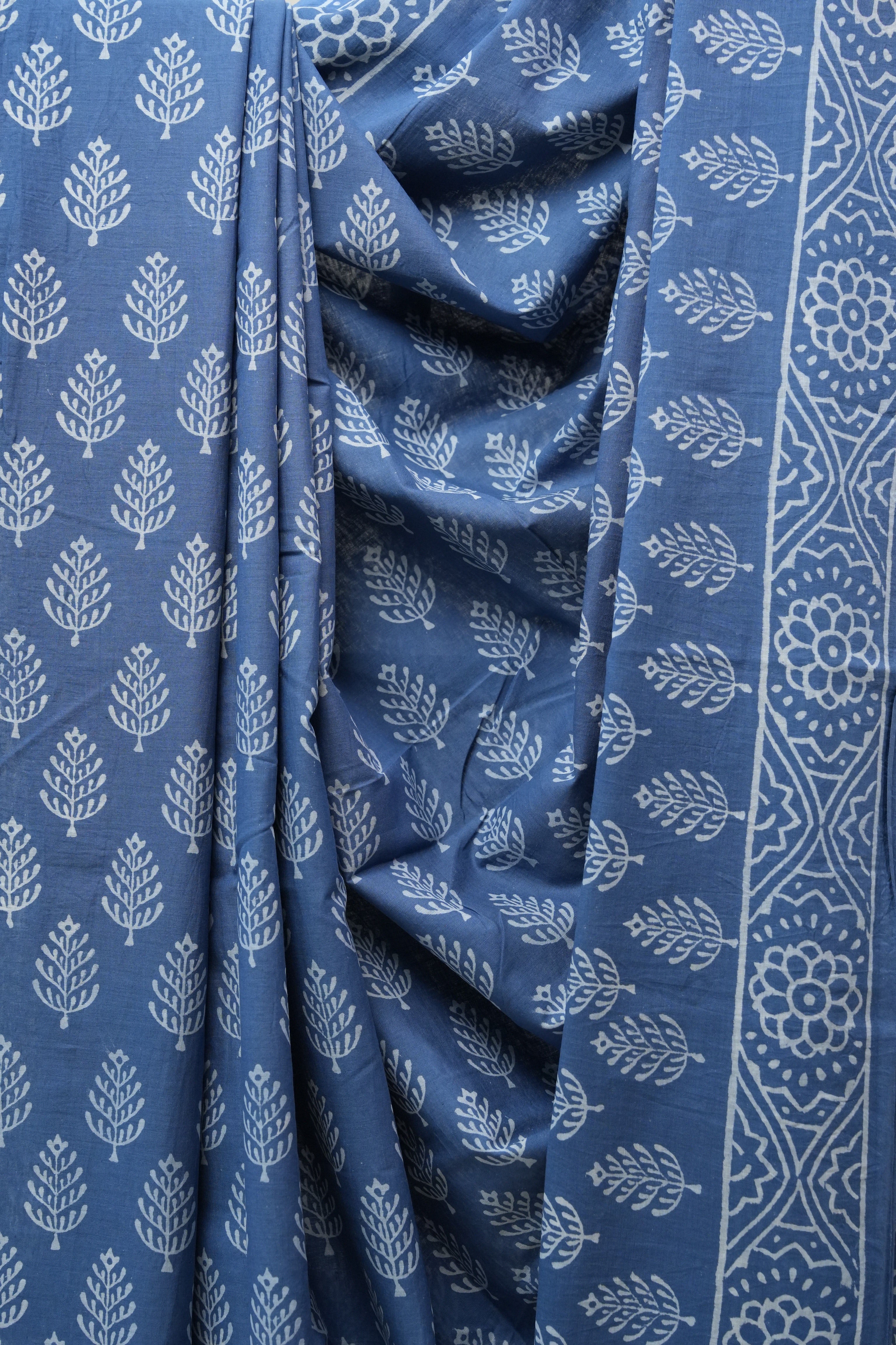 Indigo HBP Cotton Saree - SRICS2671