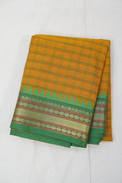 Yellow Khaki Kanchi Cotton Saree - SRYKCS915