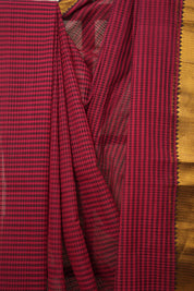 Red Cotton Mangalgiri Saree - SRRCMS41