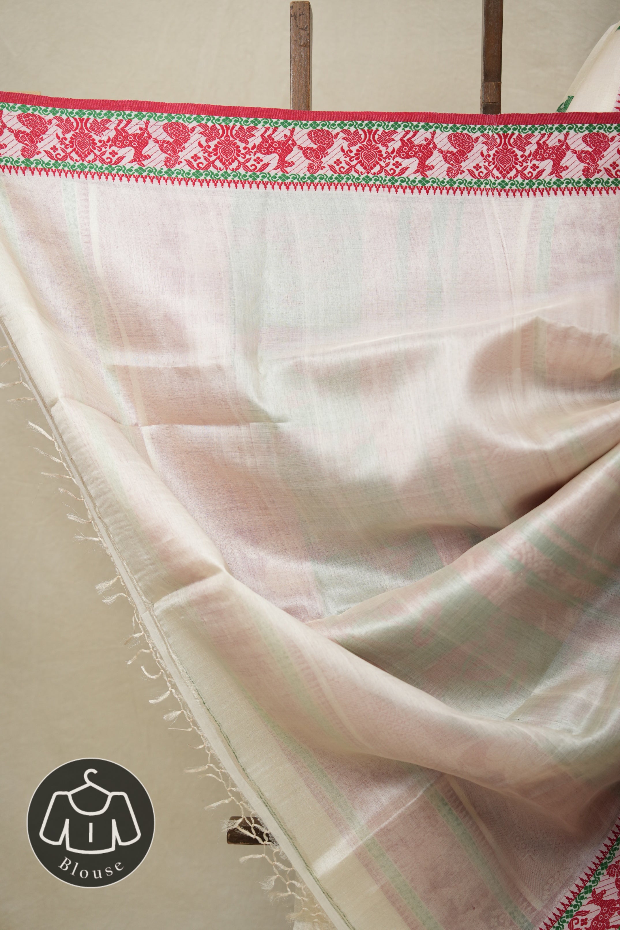 Pearl White Jamdani Tussar Silk Saree - SRPWJTSS0023