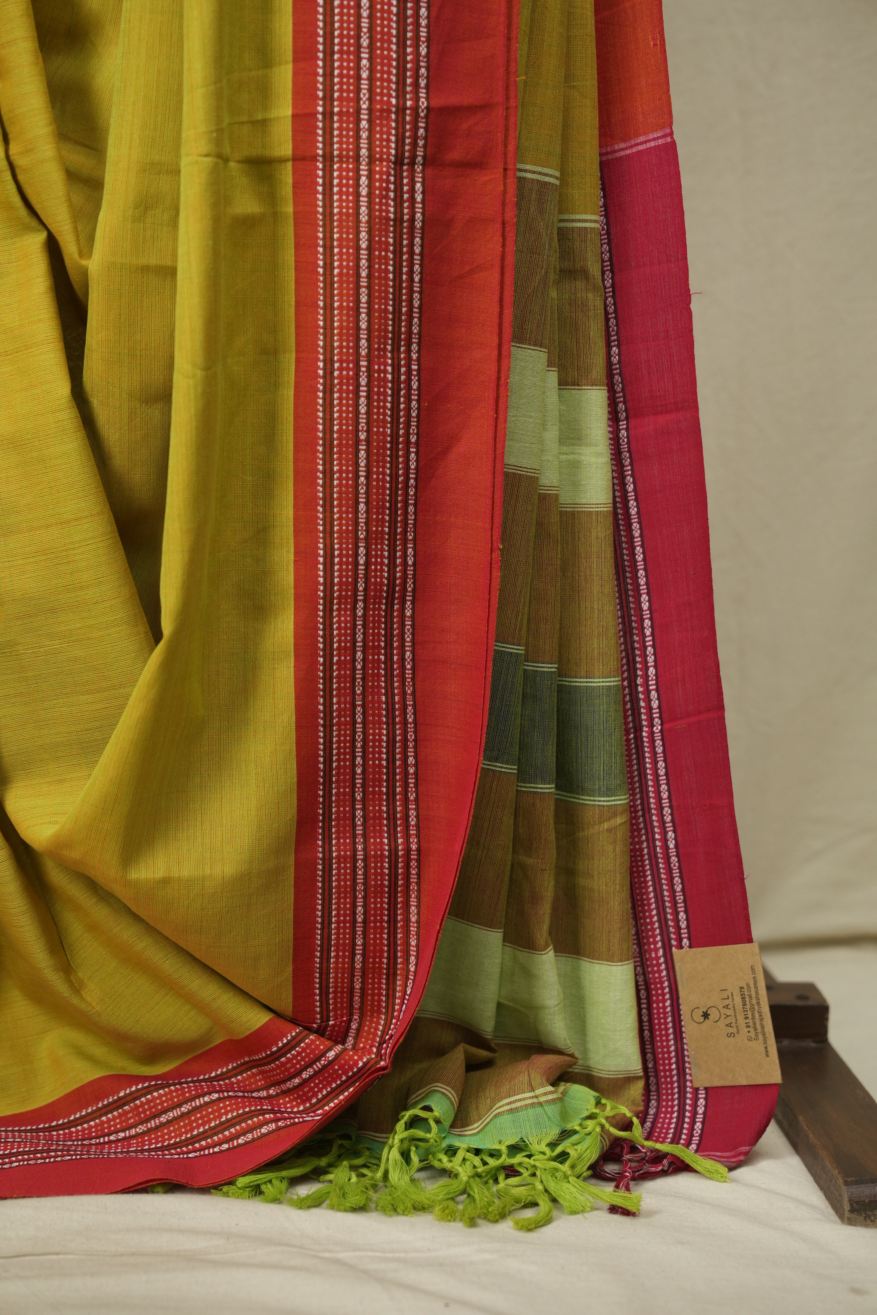 Dual Tone Yellow Cotton IIkal Saree - SRDTYCIS1082
