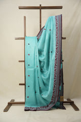 Blue Jamdani Tussar Silk Saree - SRBJTSS0027