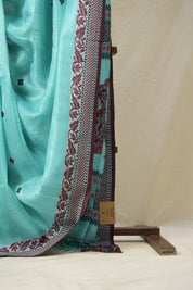 Blue Jamdani Tussar Silk Saree - SRBJTSS0027