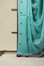 Blue Jamdani Tussar Silk Saree - SRBJTSS0027
