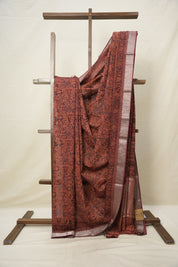 Terracotta Brown Cotton Mangalgiri Saree - SRTBCMS38