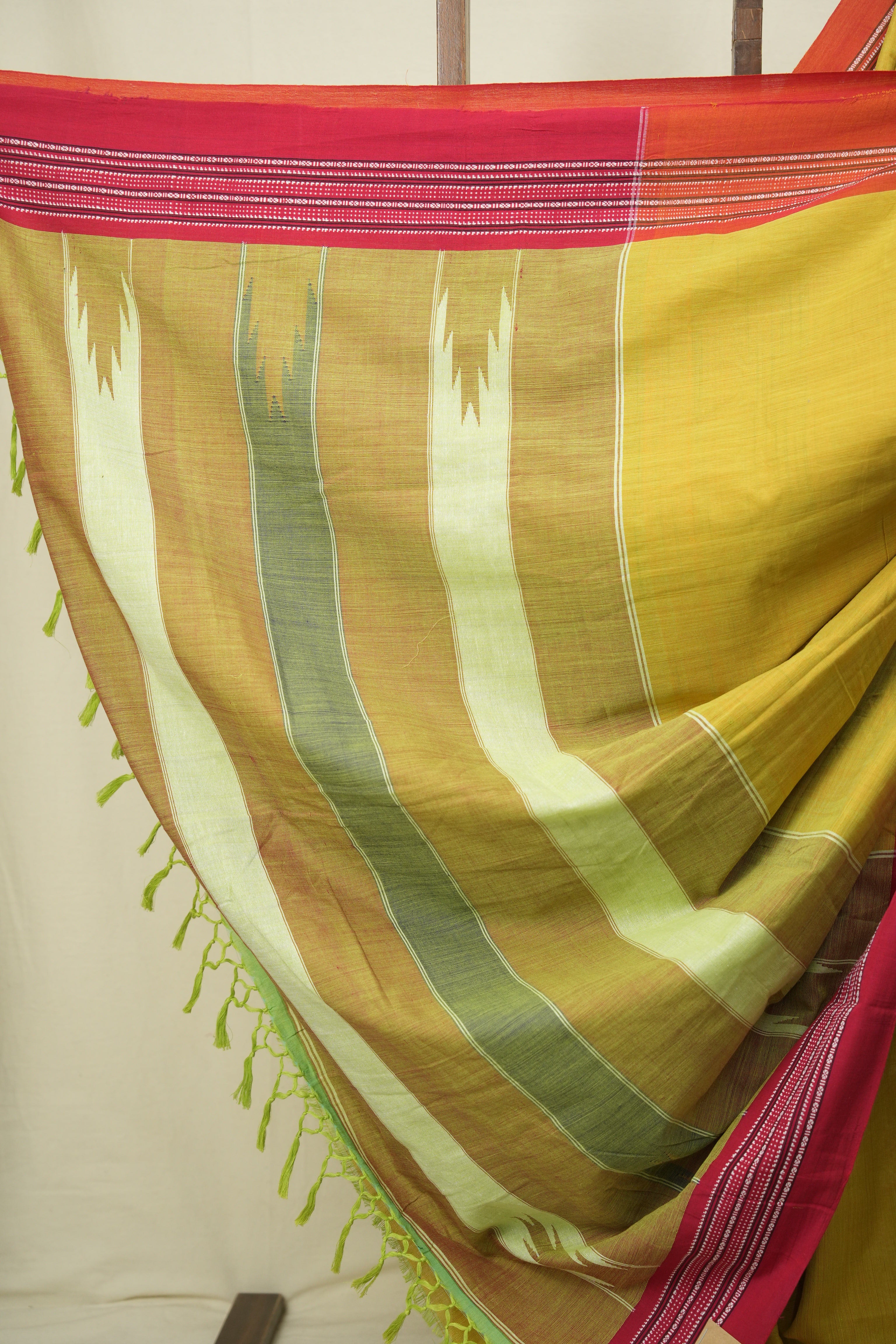 Dual Tone Yellow Cotton IIkal Saree - SRDTYCIS1082
