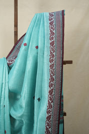 Blue Jamdani Tussar Silk Saree - SRBJTSS0027