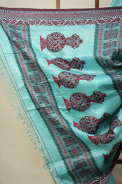 Blue Jamdani Tussar Silk Saree - SRBJTSS0027