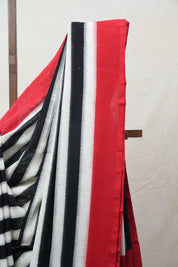 Black-White Pochampalli Cotton Ikat Saree - SRBWPCIS456